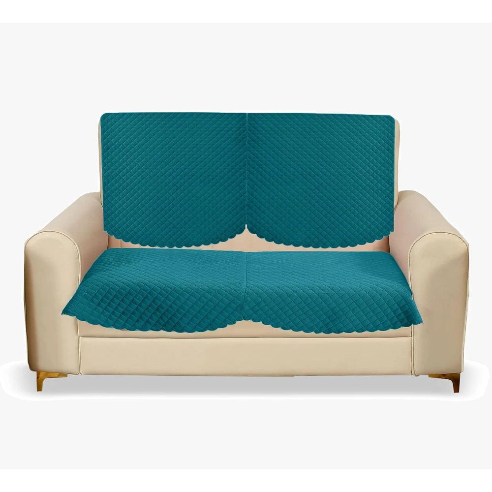 RADECOR ATICUE Solid Color Premium Quilted Sofa Cover Set Sofa Slip Covers/Velvet Sofa Panel (Firoji, 2 Seater)