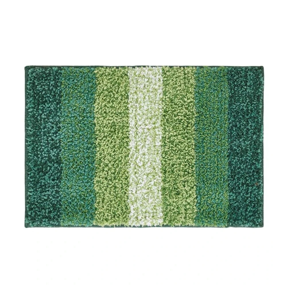 RADECOR Classic Stripe Water Absorbing Bathmat for Floor, Anti Slip Microfiber Bath Rugs 40x60 Cms - Green