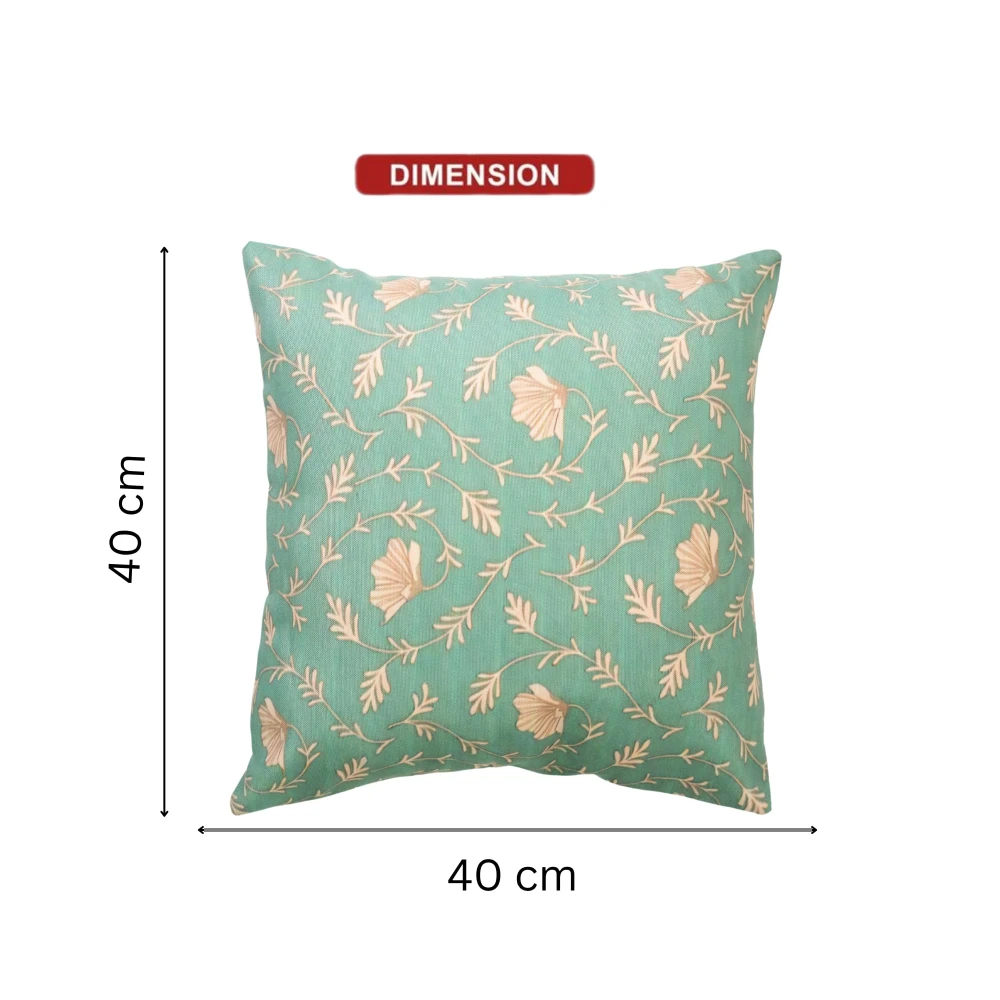 RADECOR Sage Vine Floral Cushion Cover Set of 2 | 16x16 Inches Square Covers | Premium Poly Spun Fabric | Hidden Zipper | Modern Decorative Cushion Covers for Sofa, Living Room & Bedroom