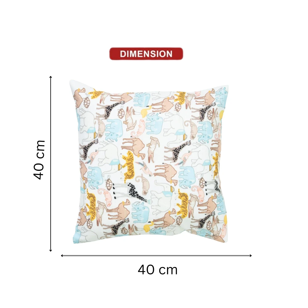 RADECOR Safari Animal Printed Cushion Cover Set of 2 | 16x16 Inches Square Covers | Premium Poly Spun Fabric | Hidden Zipper | Modern Decorative Cushion Covers for Sofa, Living Room & Bedroom
