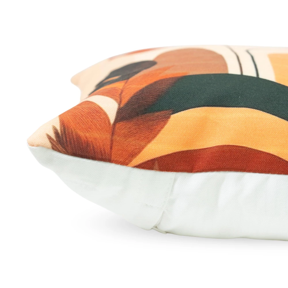 RADECOR Abstract Autumn Leaves Cushion Cover Set of 5 | 16x16 Inches Square Covers | Premium Poly Spun Fabric | Hidden Zipper | Modern Decorative Cushion Covers for Sofa, Living Room & Bedroom