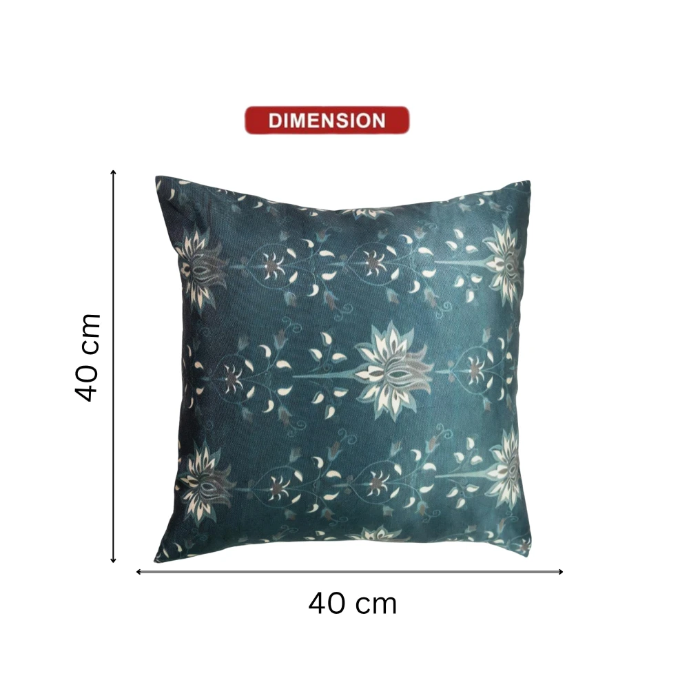RADECOR Midnight Lotus Vine Cushion Cover Set of 2 | 16x16 Inches Square Covers | Premium Poly Spun Fabric | Hidden Zipper | Modern Decorative Cushion Covers for Sofa, Living Room & Bedroom