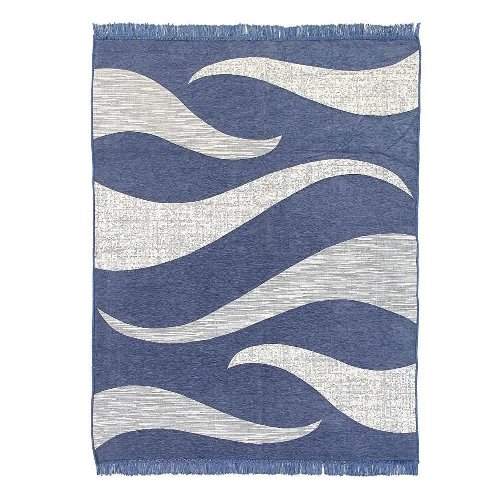 RADECOR Wave Design Sleek and Spacious Rectangular Chenille Carpet with Binding | Area Rug | Durries for Living Room, Bedroom |5X7 Feet (210 Cmx152 Cm) Grey