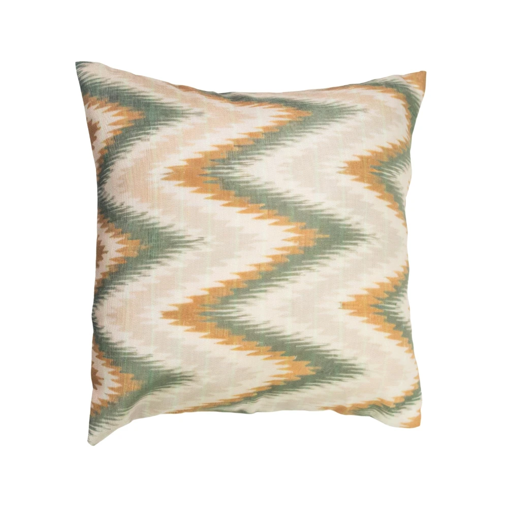 RADECOR Earth Tone Ikat Zigzag Pattern Cushion Cover Set of 5 | 16x16 Inche Square Covers | Premium Poly Spun Fabric | Hidden Zipper | Modern Decorative Cushion Covers for Sofa, Living Room & Bedroom