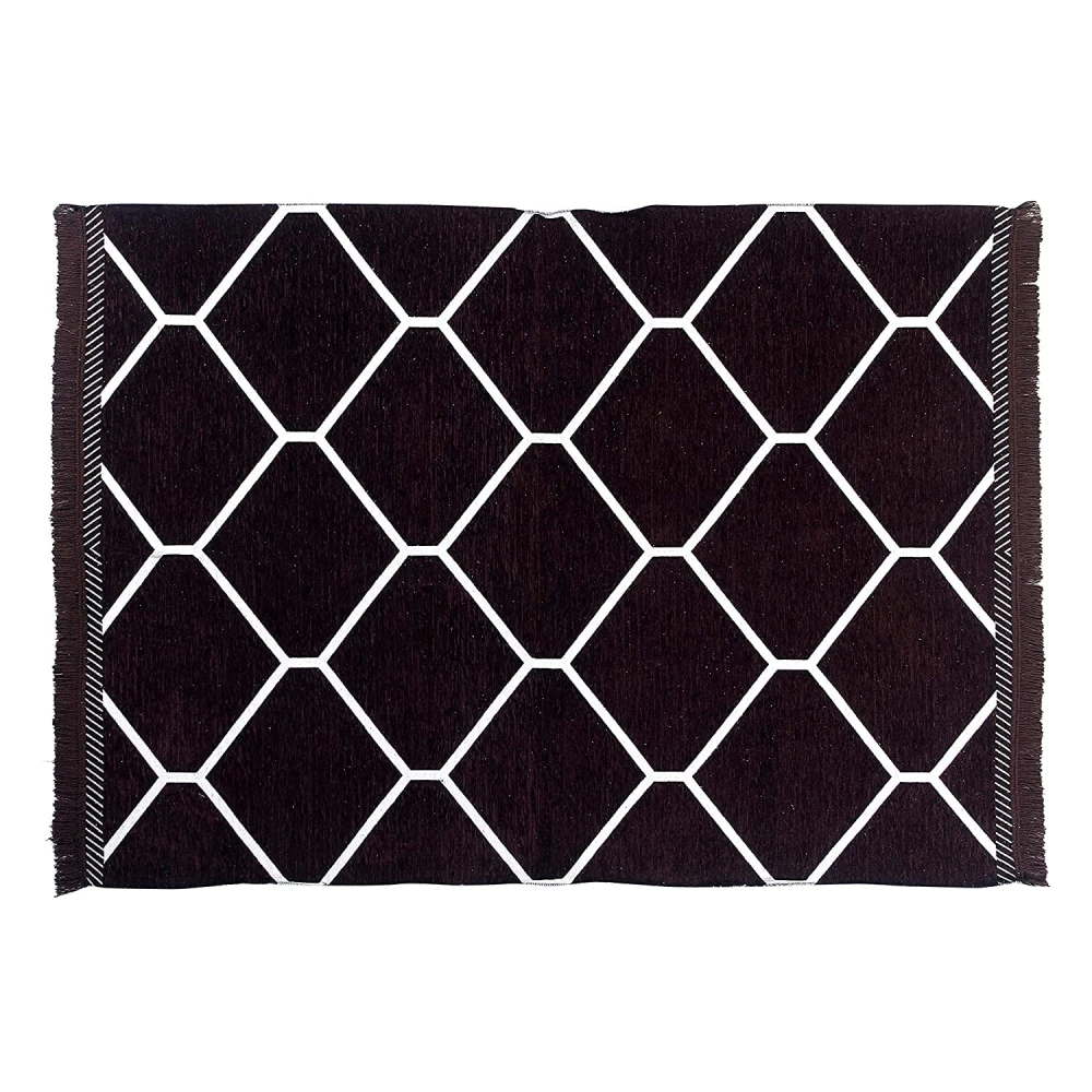 RADECOR Diamond Design Sleek and Spacious Rectangular Chenille Carpet with Binding | Area Rug | Durries for Living Rooms, Bedroom |5X7 Feet (210 Cmx152 Cm) Brown