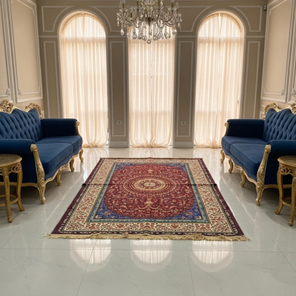 RADECOR Heritage Mandala Polyster Printed Carpet | Traditional Oriental Design Polyester Area Rug | Decorative Floor Carpet for Living Room, Bedroom & Prayer Room