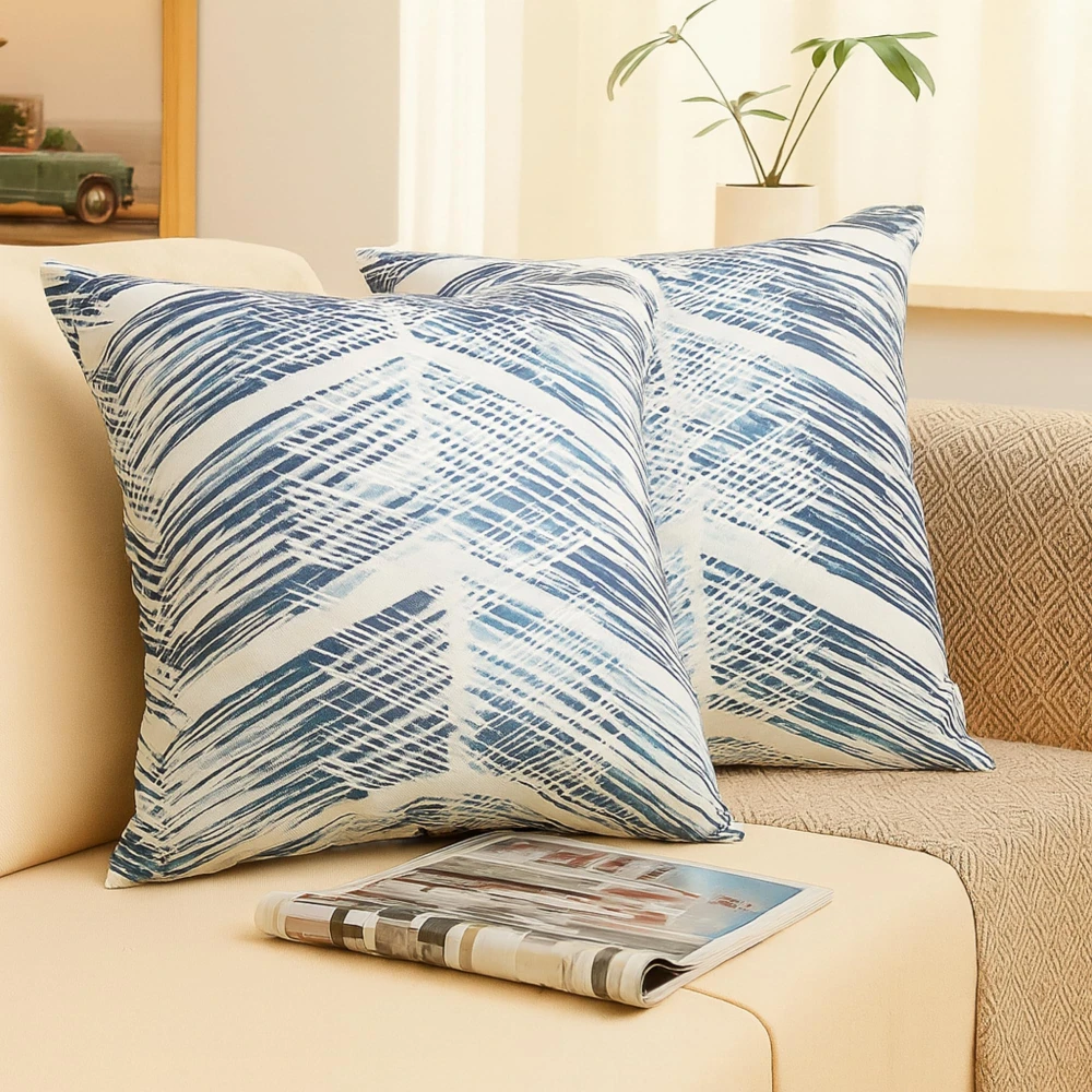 RADECOR Abstract Crossline Pattern Cushion Cover Set of 2 | 16x16 inches Square Covers | Premium Poly Spun Fabric | Hidden Zipper | Modern Geometric Cushion Covers for Sofa, Living Room & Bedroom