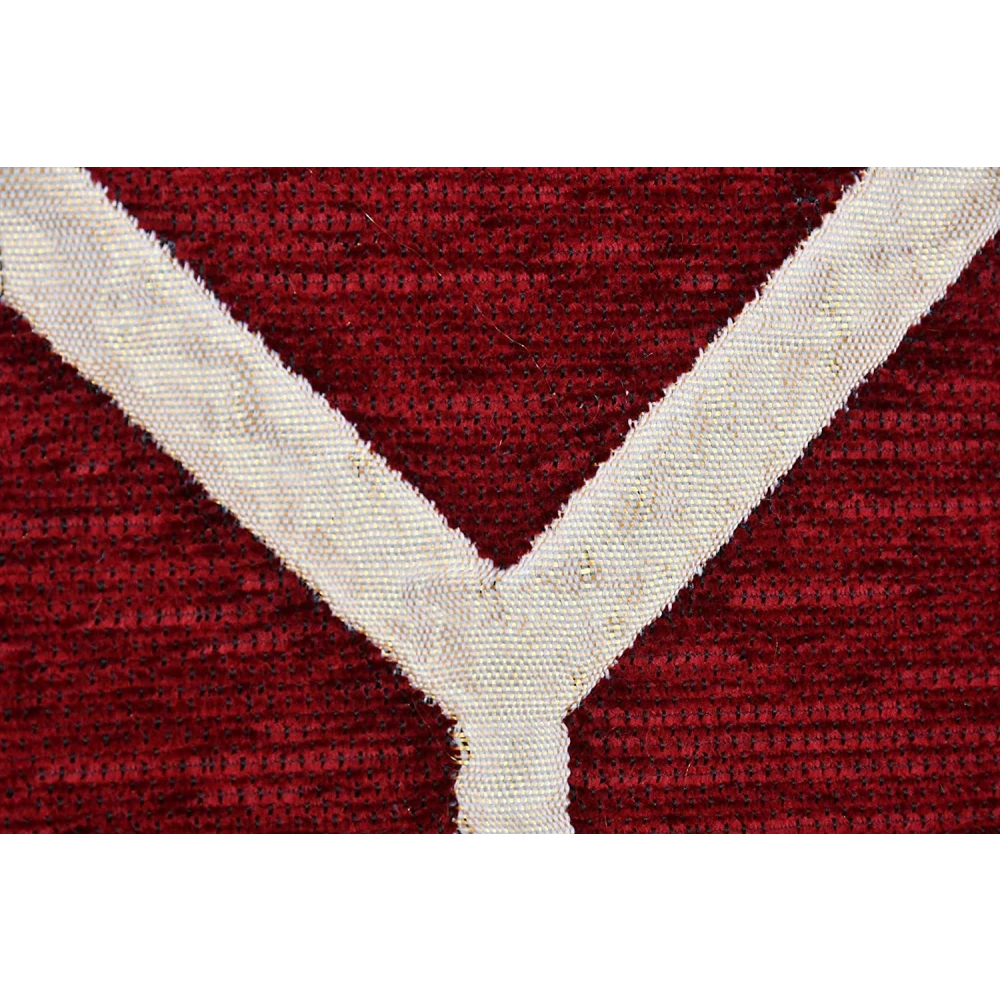 RADECOR Diamond Design Sleek and Spacious Rectangular Chenille Carpet with Binding | Area Rug | Durries for Living Room, Bedroom |5X7 Feet (210 Cmx152 Cm) Maroon