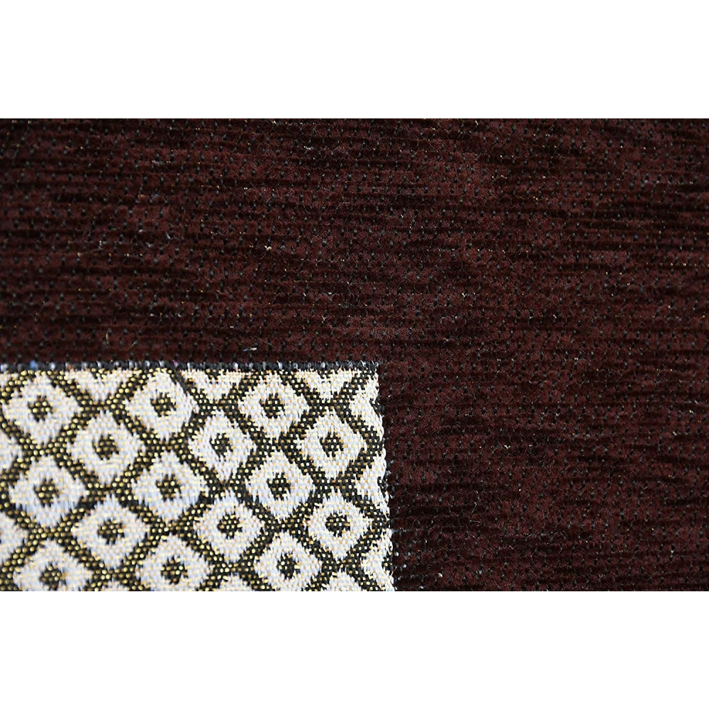 RADECOR Tile Design Rectangular Chenille Carpet, Brown, 5X7 Feet
