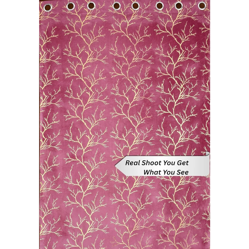 RADECOR Velvet 7ft Door & Window Curtain | Luxury Soft Fabric | Room Darkening | Noise Reducing | Machine Washable | Modern Home Décor/English Wine/Pack of 2