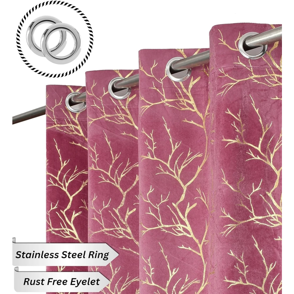 RADECOR Velvet 7ft Door & Window Curtain | Luxury Soft Fabric | Room Darkening | Noise Reducing | Machine Washable | Modern Home Décor/English Wine/Pack of 2
