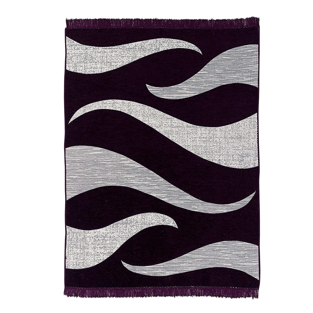 RADECOR Wave Design Sleek and Spacious Rectangular Chenille Carpet with Binding | Area Rug | Durries for Living Room, Bedroom |5X7 Feet (210 Cmx152 Cm) Purple