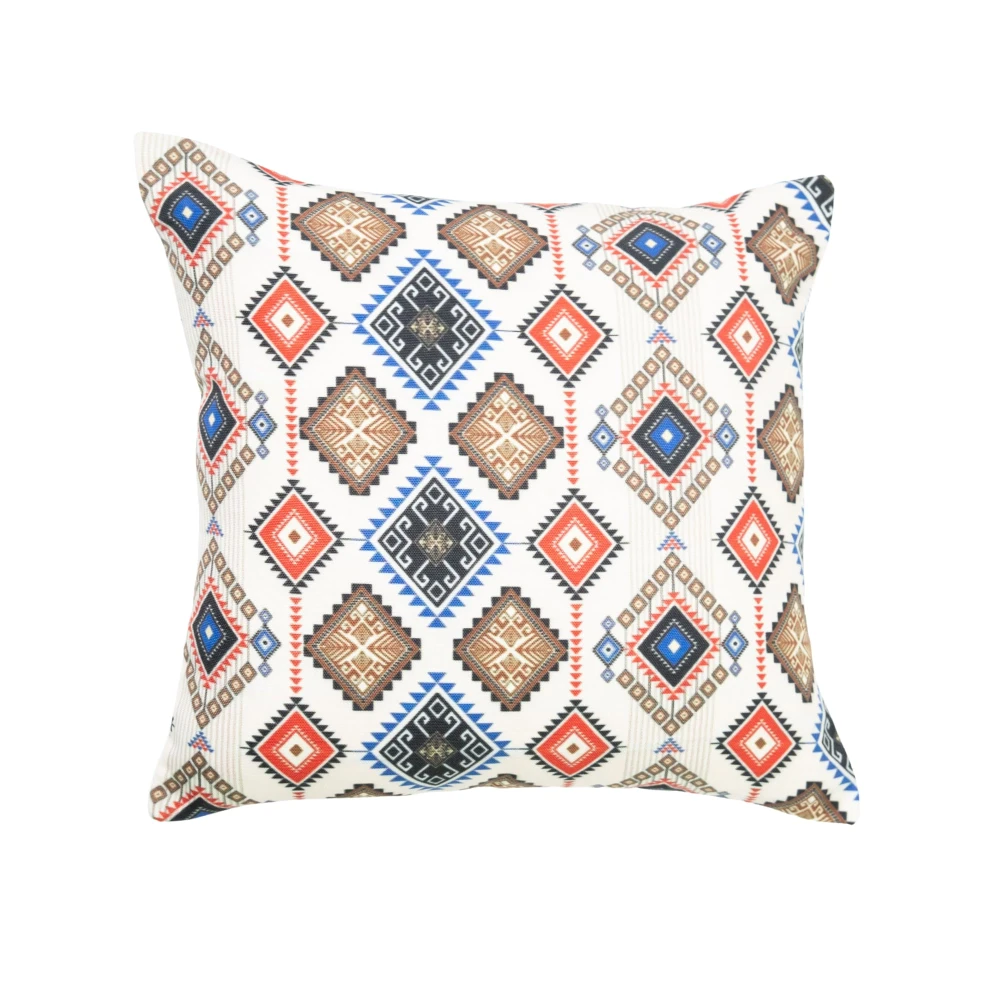 RADECOR Ethnic Geo Diamond Pattern Cushion Cover Set of 3 | 16x16 Inches Square Covers | Premium Poly Spun Fabric | Hidden Zipper | Modern Decorative Cushion Covers for Sofa, Living Room & Bedroom