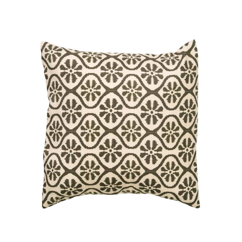RADECOR Olive Medallion Trellis Cushion Cover Set of 3 | 16x16 Inches Square Covers | Premium Poly Spun Fabric | Hidden Zipper | Modern Decorative Cushion Covers for Sofa, Living Room & Bedroom