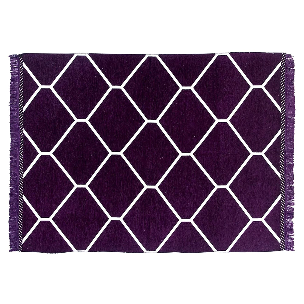 RADECOR Diamond Design Sleek and Spacious Rectangular Chenille Carpet with Binding | Area Rug | Durries for Living Room, Bedroom |5X7 Feet (210 Cmx152 Cm) Brown