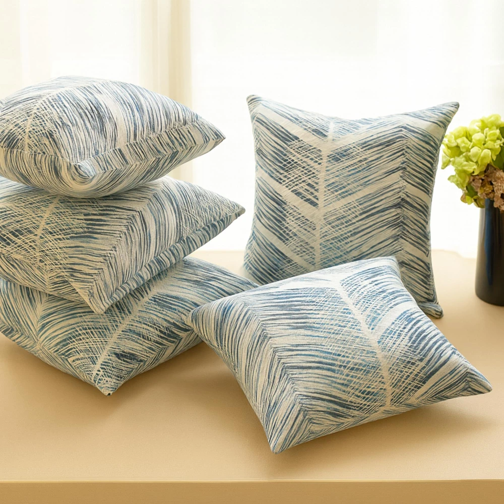 RADECOR Abstract Crossline Pattern Cushion Cover Set of 2 | 16x16 inches Square Covers | Premium Poly Spun Fabric | Hidden Zipper | Modern Geometric Cushion Covers for Sofa, Living Room & Bedroom