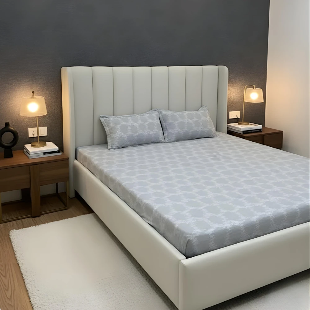 RADECOR Premium Polycotton Cloud Grey Bedsheet with 2 Pillow Covers | Soft & Breathable Fabric | Machine Washable | King Size | Ideal for Daily Use