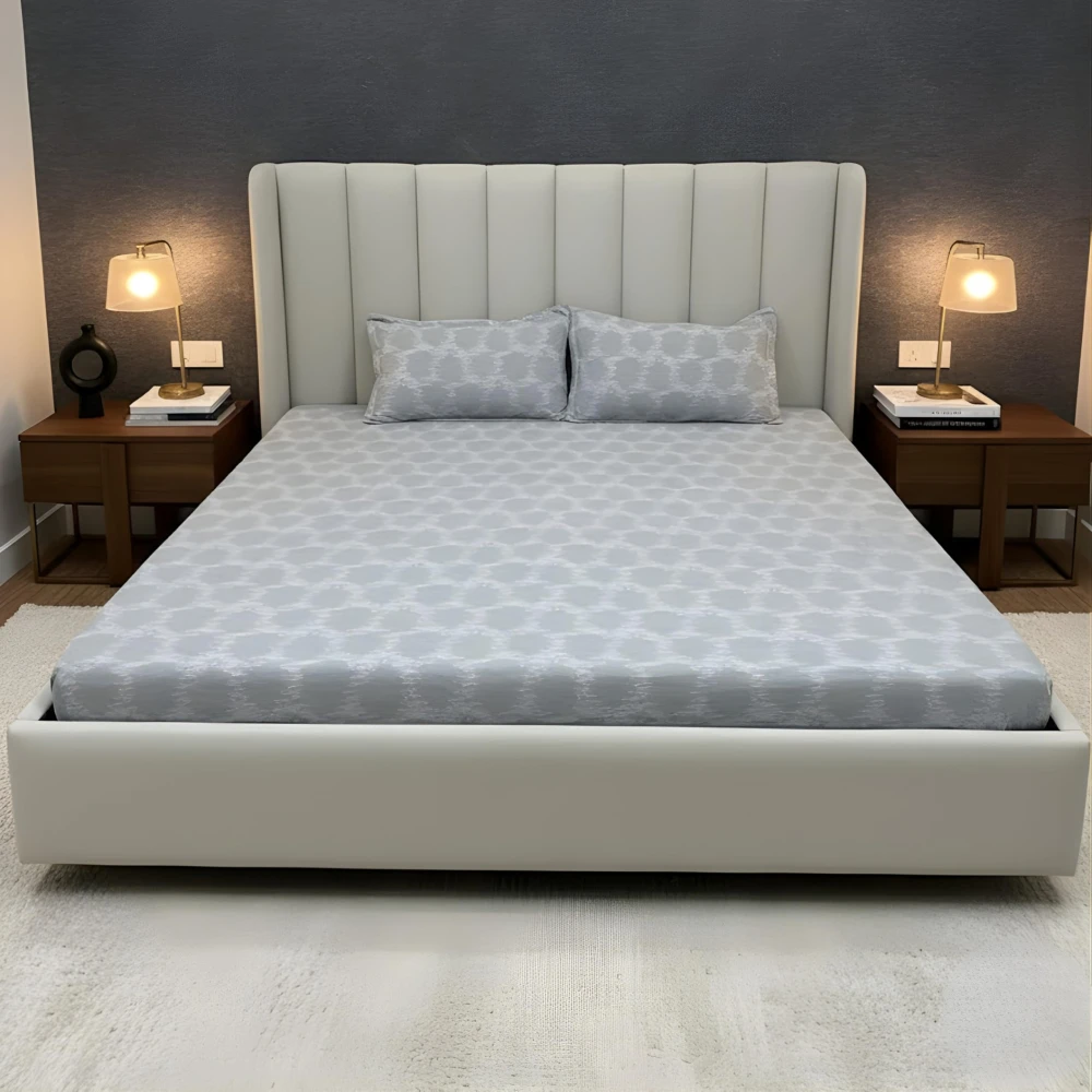 RADECOR Premium Polycotton Cloud Grey Bedsheet with 2 Pillow Covers | Soft & Breathable Fabric | Machine Washable | King Size | Ideal for Daily Use