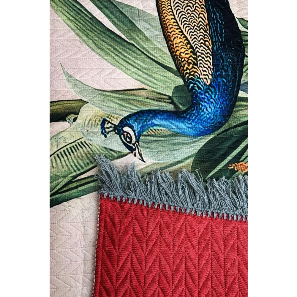 RADECOR Peacock Jungle Theme Luxury Printed Carpet | Soft Polyester Tropical Area Rug with Exotic Wildlife Design | Vibrant Nature Inspired Floor Mat for Living Room & Bedroom
