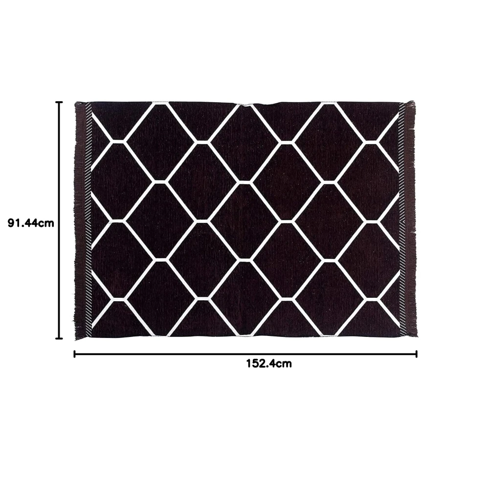 RADECOR Diamond Design Sleek and Spacious Rectangular Chenille Carpet with Binding | Area Rug | Durries for Living Rooms, Bedroom |5X7 Feet (210 Cmx152 Cm) Brown