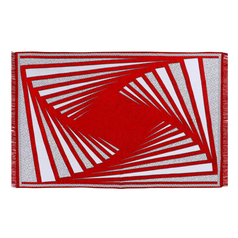 RADECOR Premium Exclusive Chenille Living Room Carpet with Binding, Area Rug, Durries Sleek and Spacious Rectangular | 5X7 Feet (210 Cmx152 Cm) (Red)