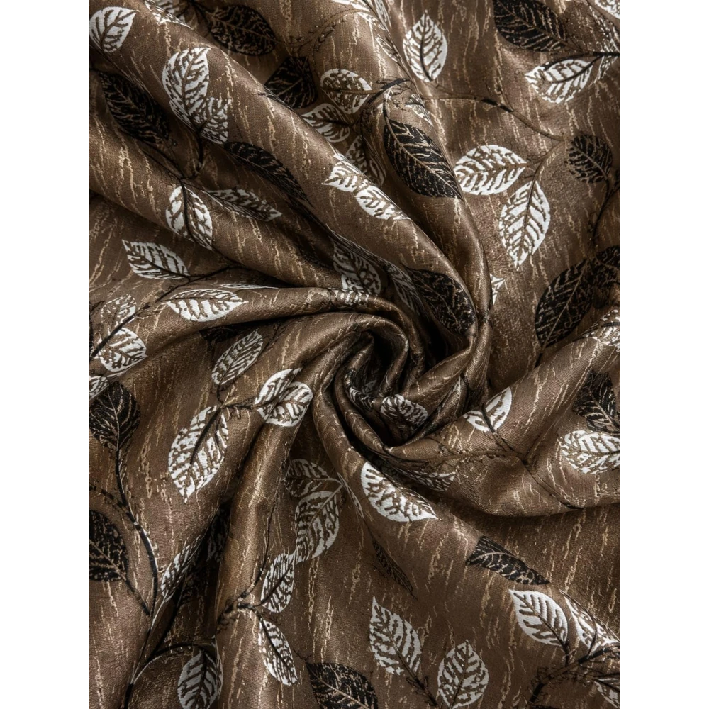 RADECOR Flower Patti Lehar Printed 9ft Window Curtain for Living Room & Bedroom | Premium Polyester Eyelet Curtain | Room Darkening Decorative Curtain | Elegant Leaf Design/Brown/Pack of 2