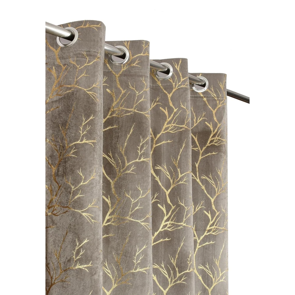RADECOR Velvet 5ft Door & Window Curtain | Luxury Soft Fabric | Room Darkening | Noise Reducing | Machine Washable | Modern Home Décor/Grey/Pack of 2