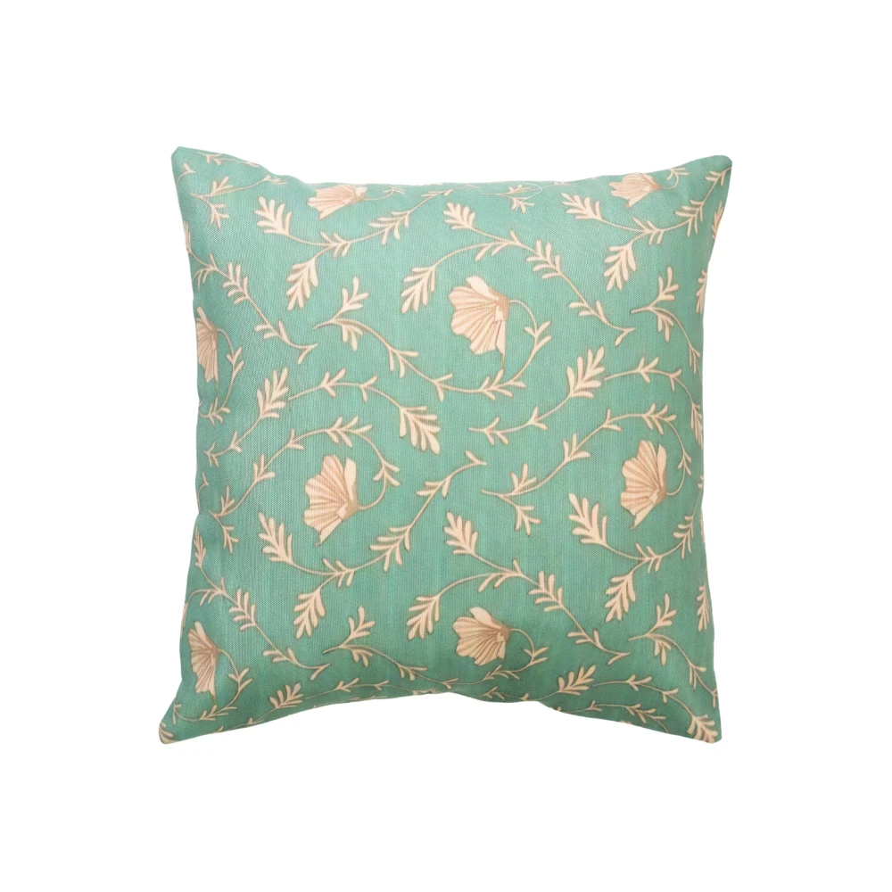 RADECOR Sage Vine Floral Cushion Cover Set of 3 | 16x16 Inches Square Covers | Premium Poly Spun Fabric | Hidden Zipper | Modern Decorative Cushion Covers for Sofa, Living Room & Bedroom