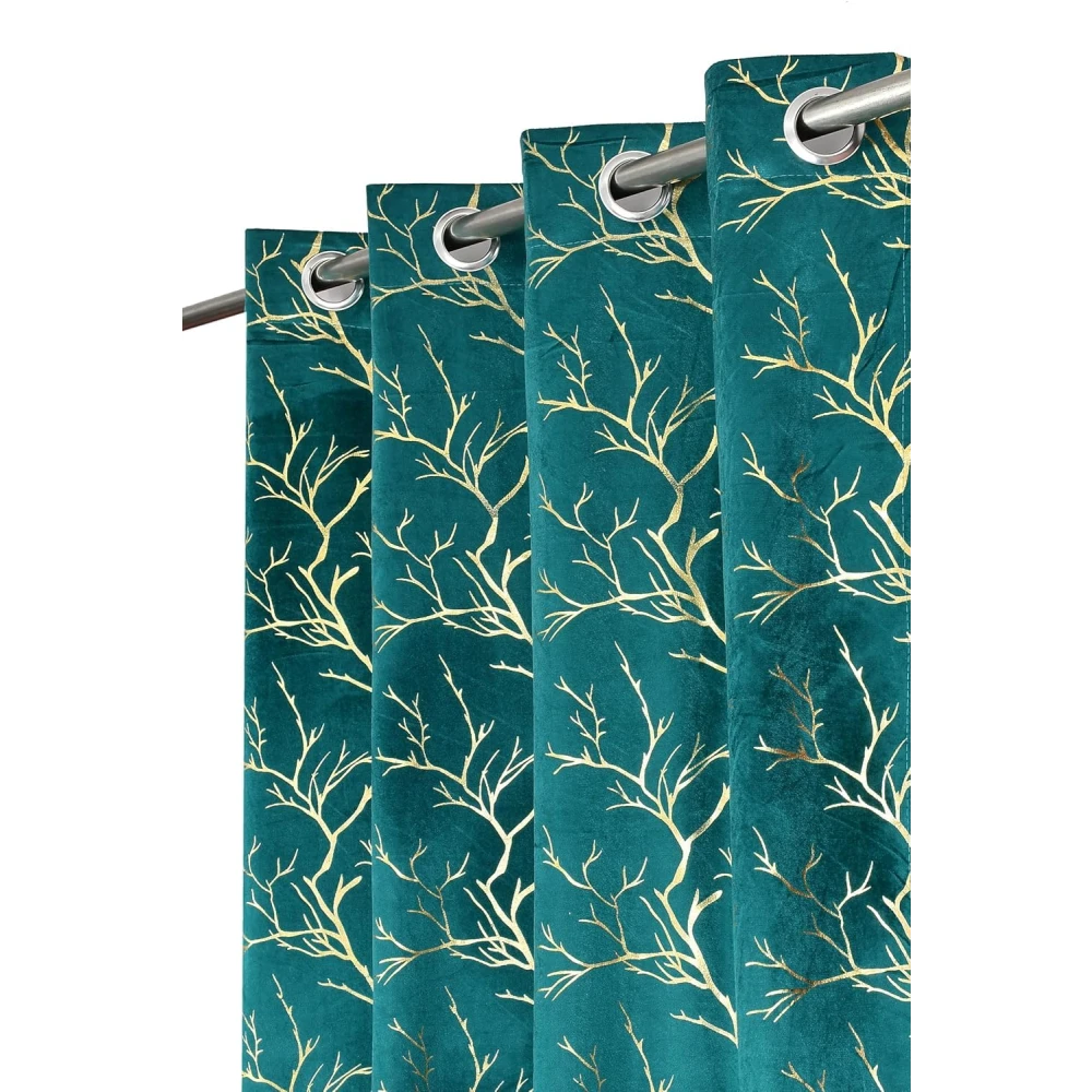 RADECOR Velvet 9ft Door & Window Curtain | Luxury Soft Fabric | Room Darkening | Noise Reducing | Machine Washable | Modern Home Décor/Aqua/Pack of 2