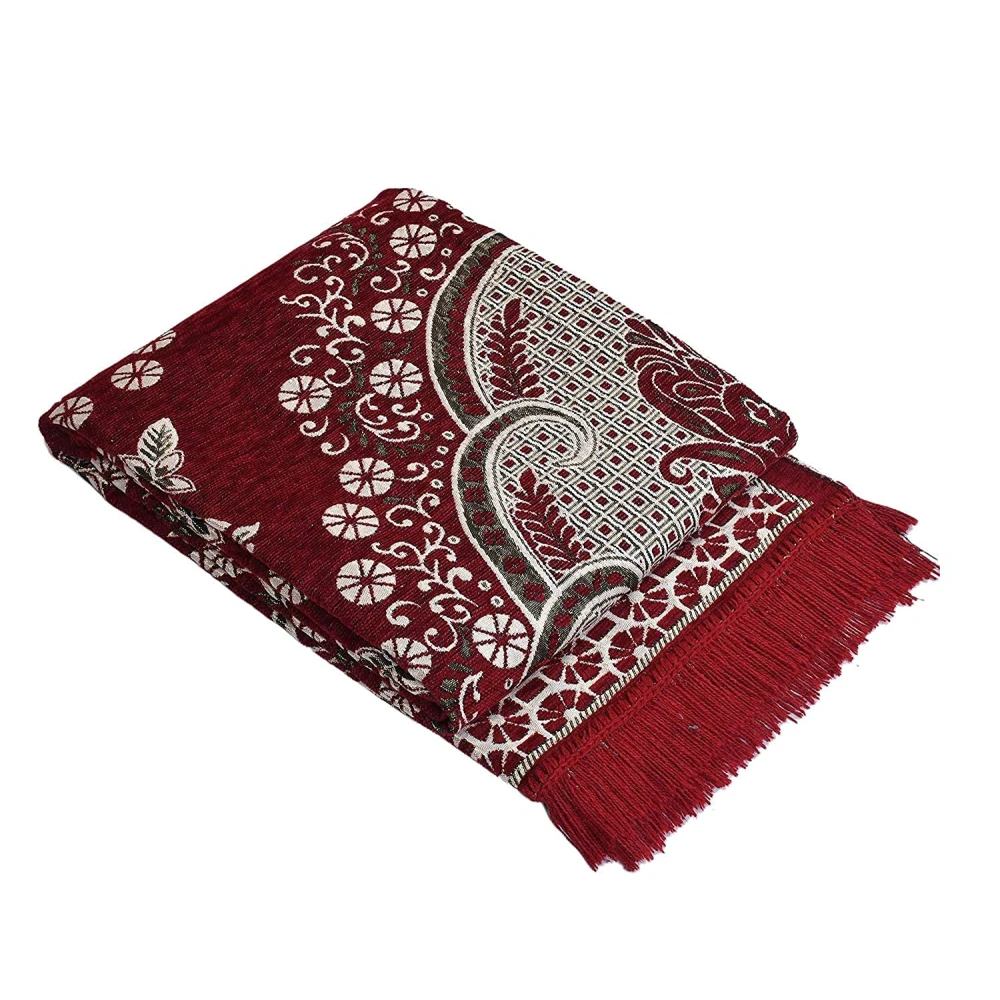 RADECOR World 6D Ethnic Premium Living Room Carpet with Bindings, Area Rug, Sleek and Spacious Rectangular (5X7, Maroon, Chenille, Pack of 1) (210 Cmx152 Cm) (Maroon)