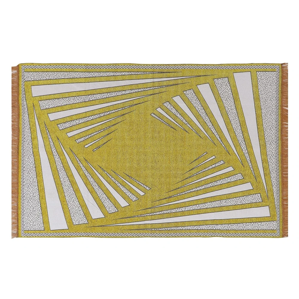RADECOR Premium Exclusive Chenille Living Room Carpet with Binding, Area Rug, Durries Sleek and Spacious Rectangular | 5X7 Feet (210 Cmx152 Cm) (Cyber Yellow)