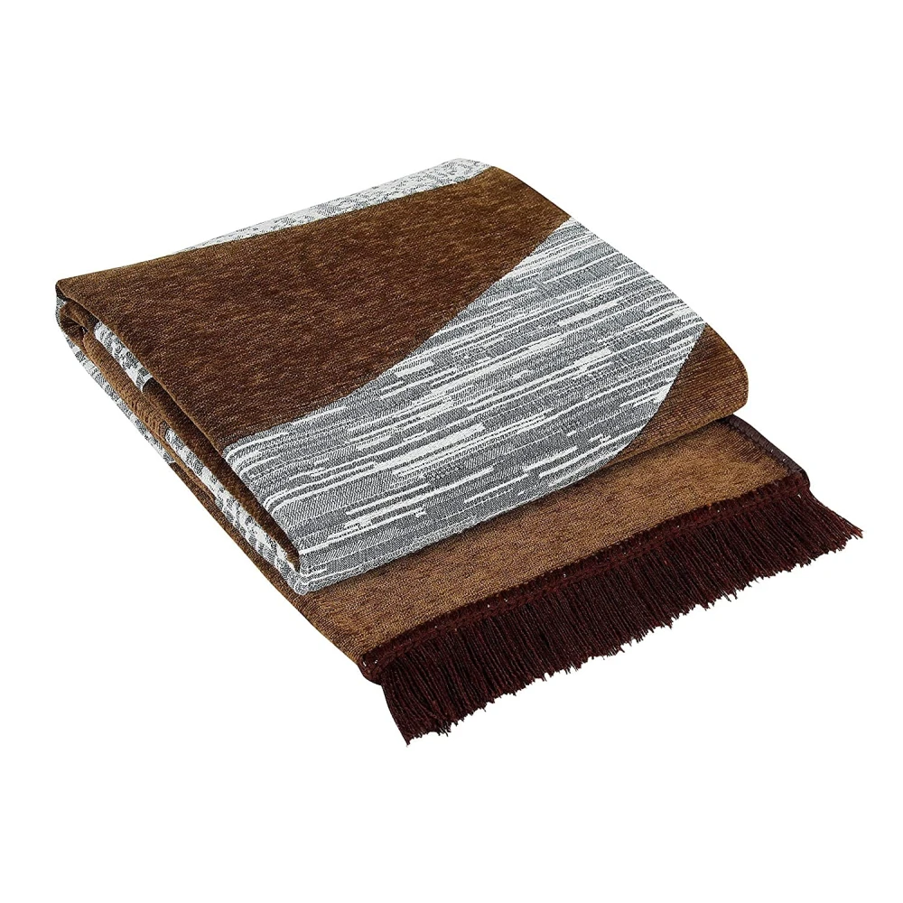RADECOR Wave Design Rectangular Chenille Carpet, Mustard, 5X7 Feet