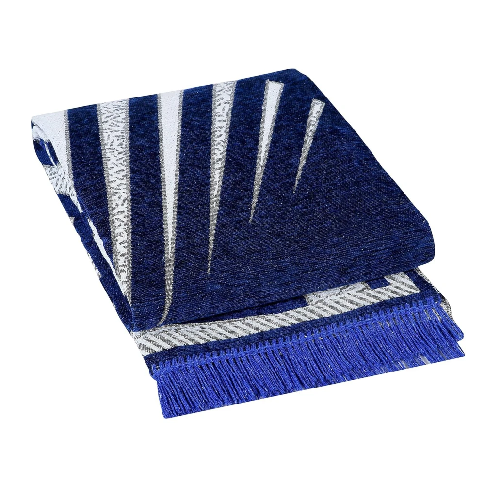 RADECOR Premium Exclusive Chenille Living Room Carpet with Binding, Area Rug, Durries Sleek and Spacious Rectangular |5X7 Feet (210 Cmx152 Cm) (Navy Blue)