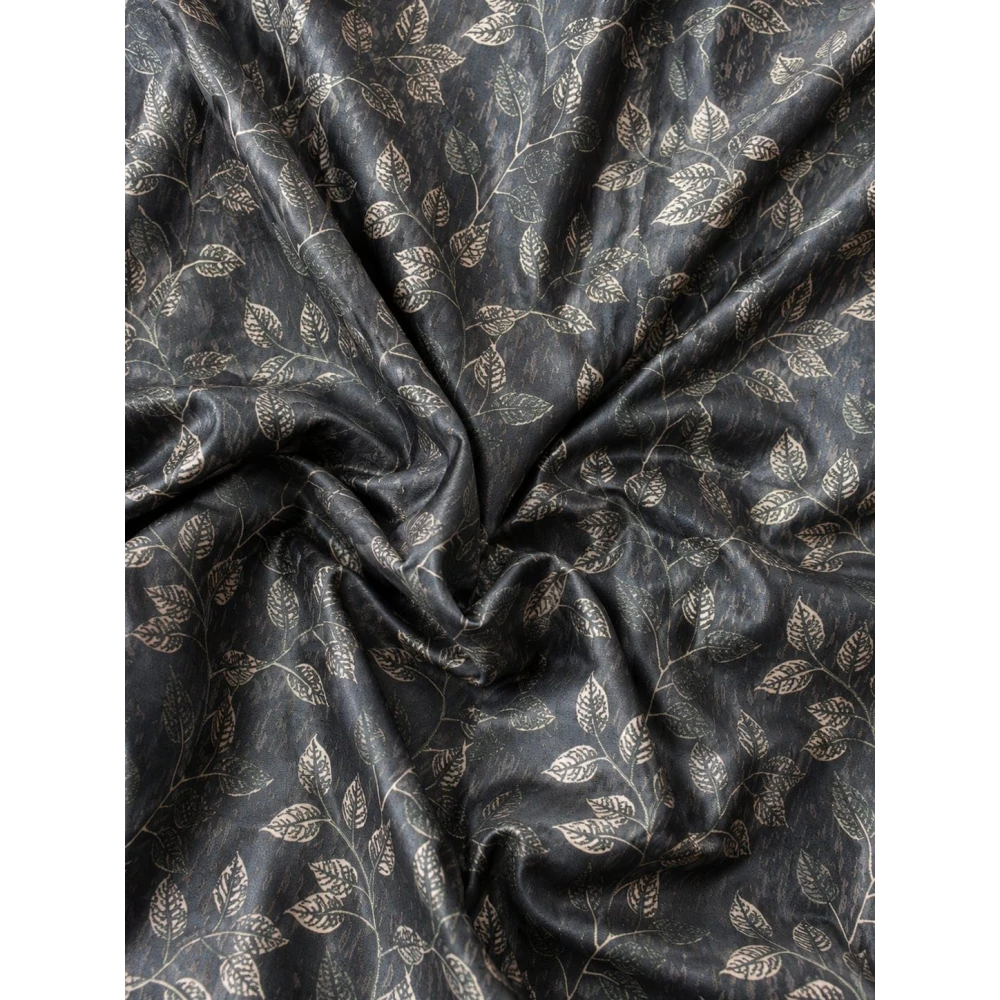 RADECOR Flower Patti Lehar Printed 7ft Window Curtain for Living Room & Bedroom | Premium Polyester Eyelet Curtain | Room Darkening Decorative Curtain | Elegant Leaf Design/Grey/Pack of 2