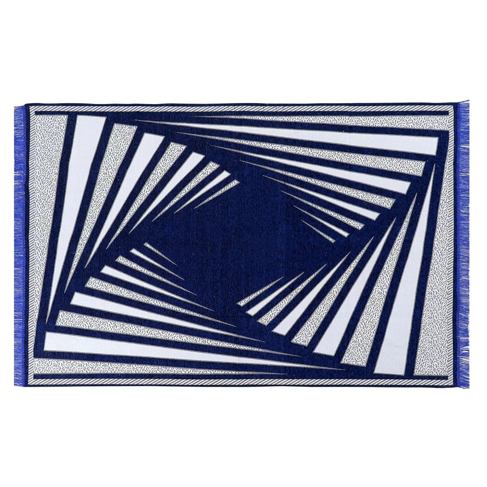 RADECOR Premium Exclusive Chenille Living Room Carpet with Binding, Area Rug, Durries Sleek and Spacious Rectangular |5X7 Feet (210 Cmx152 Cm) (Navy Blue)