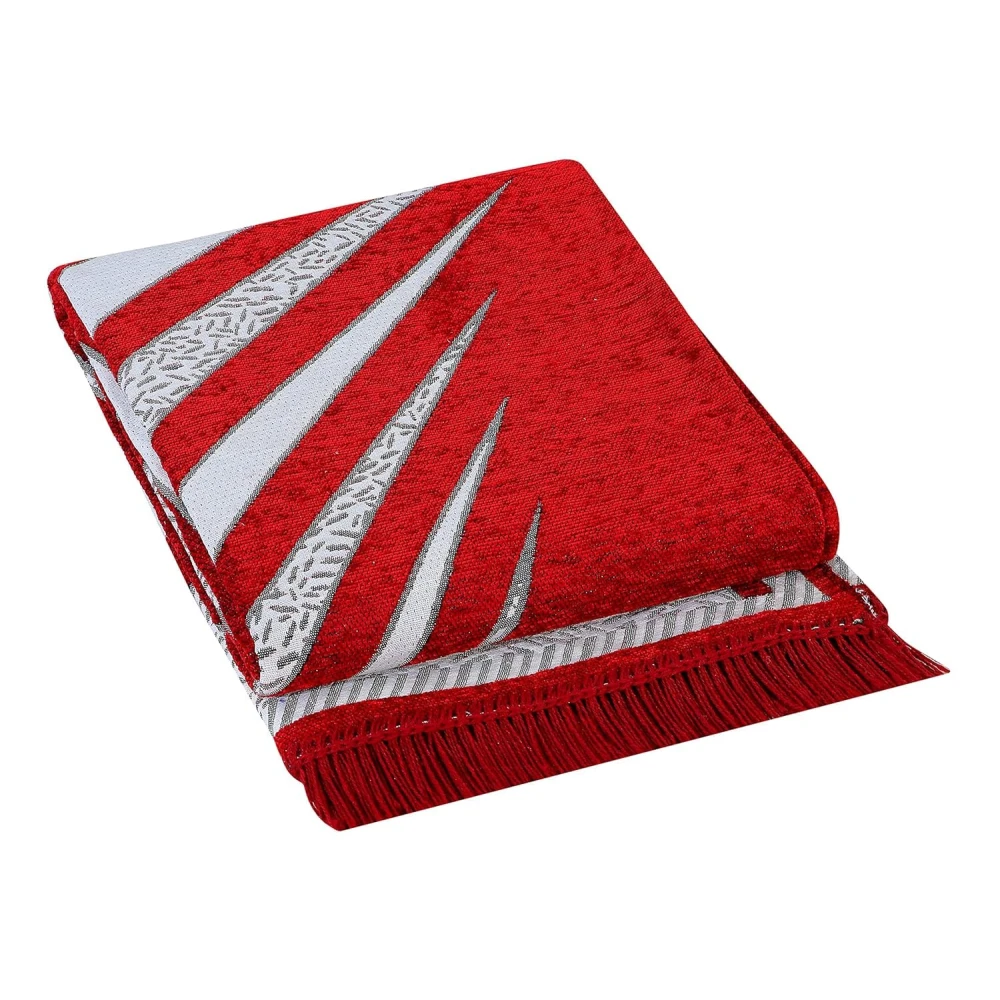 RADECOR Premium Exclusive Chenille Living Room Carpet with Binding, Area Rug, Durries Sleek and Spacious Rectangular | 5X7 Feet (210 Cmx152 Cm) (Red)