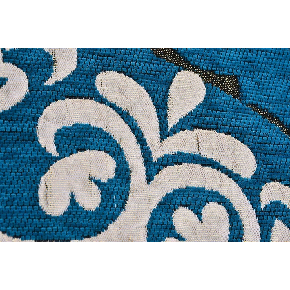 RADECOR World Premium Sleek and Spacious Rectangular Chennille Living Room Carpet with Binding, Area Rug, Durries II (5X7 Feet) (213 Cmx152 Cm) (Firozi)