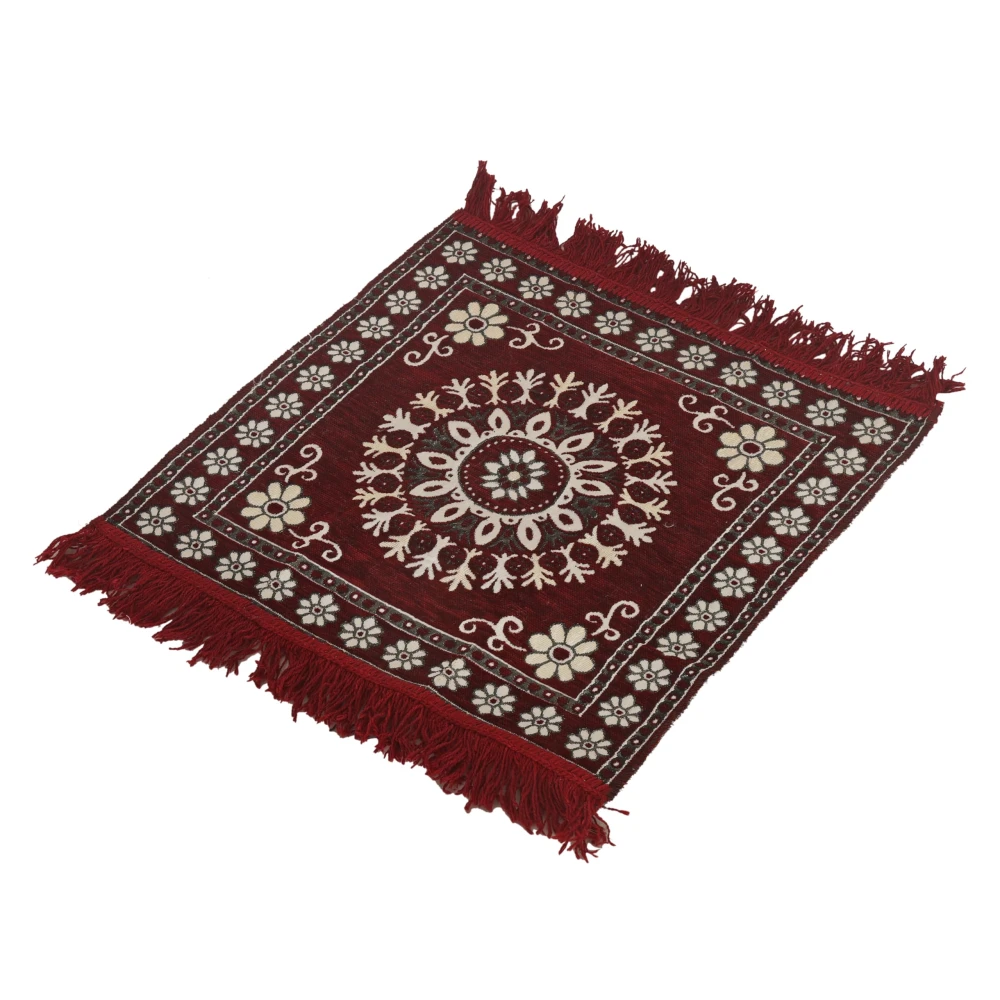RADECOR Prayer Cotton Reversible Aasan Pooja Meditation Multipurpose Cotton Rug Mat Set- 2 Piece (Maroon, 22"X22"(Inches)) - Maroon