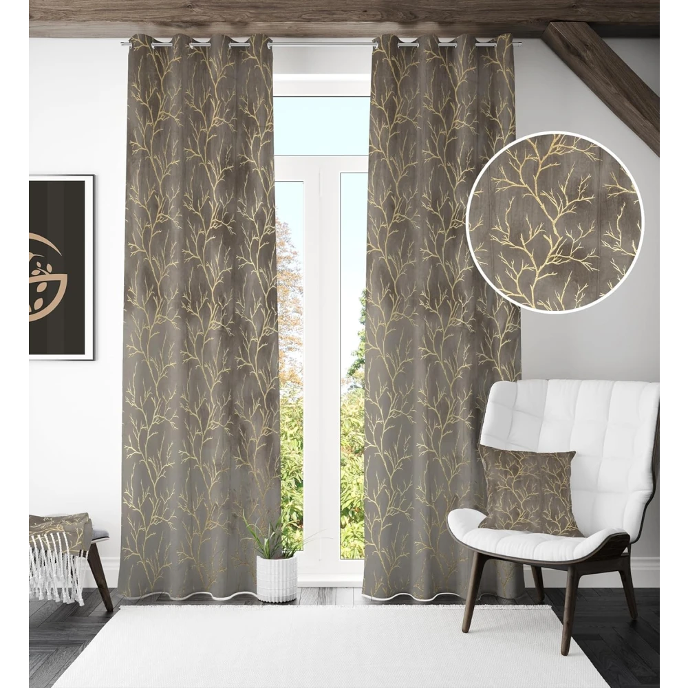 RADECOR Velvet 9ft Door & Window Curtain | Luxury Soft Fabric | Room Darkening | Noise Reducing | Machine Washable | Modern Home Décor/Grey/Pack of 2