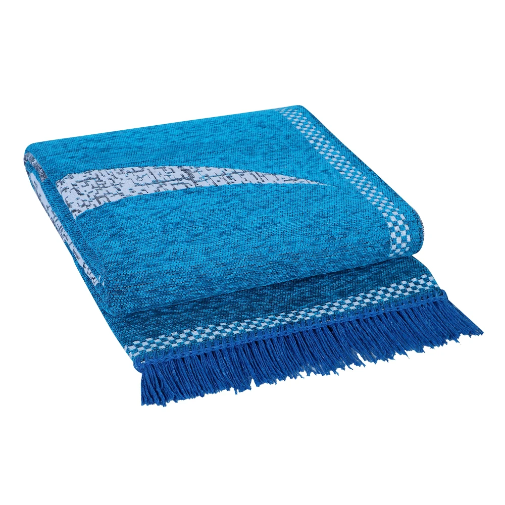 RADECOR Wave Design Sleek and Spacious Rectangular Chenille Carpet with Binding | Area Rug | Durries for Living Room, Bedroom |5X7 Feet (210 Cmx152 Cm) Firozi