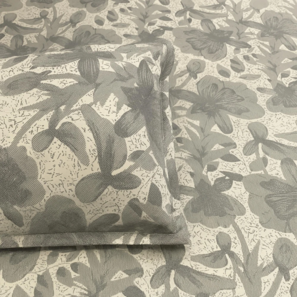 RADECOR Premium Polycotton Flower Grey Bedsheet with 2 Pillow Covers | Soft & Breathable Fabric | Machine Washable | King Size | Ideal for Daily Use