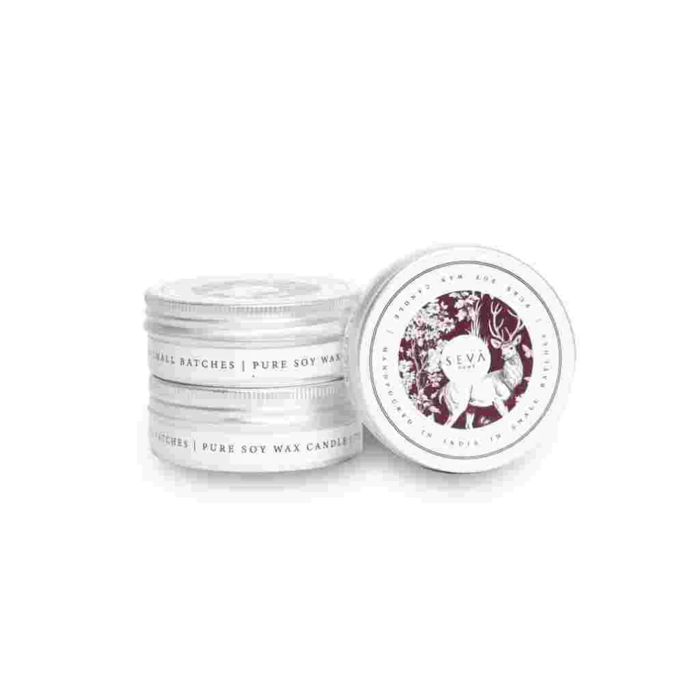 Seva Home Travel Candle Set of 3 – Reindeer Edition | Berries Fragrance | 15-Hour Burn Time Each