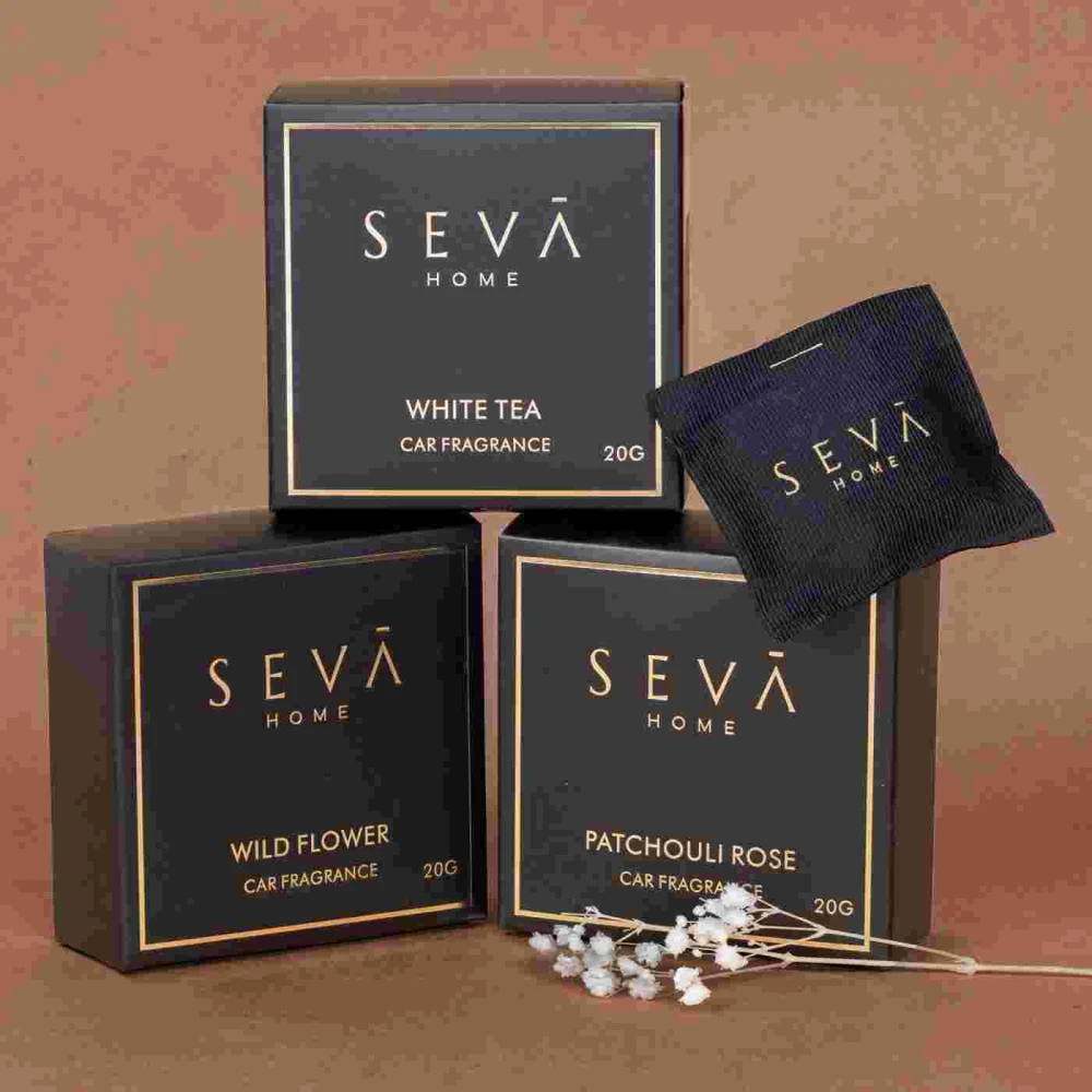 White Tea Car Air Freshener – Magnetic Scented Sachet with Herbal & Musk Notes