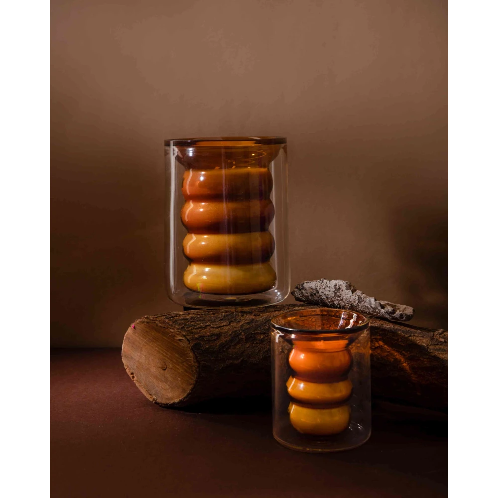 Luxe Candle Set of 2 – Leather | Handblown Amber Glass with Vintage Library Scent (22–25 Hours Each)