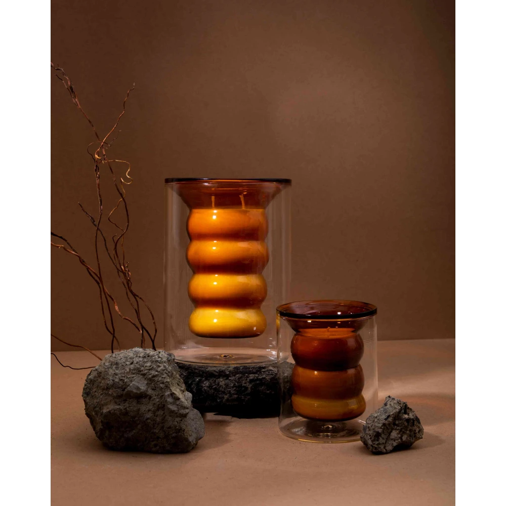 Luxe Candle Set of 2 – Leather | Handblown Amber Glass with Vintage Library Scent (22–25 Hours Each)