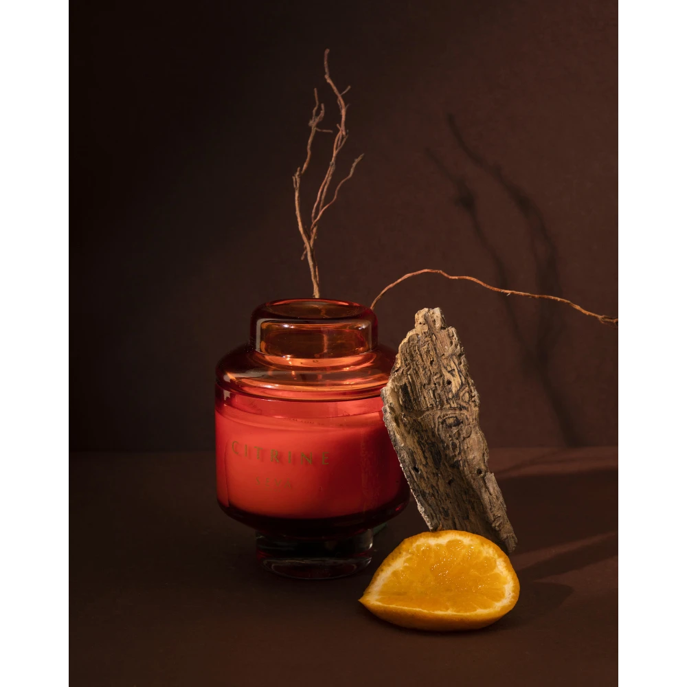 The Manhattan – Citrine (Large) | Citrus Soy Wax Scented Candle in Hand-Blown Glass | 40-Hour Burn