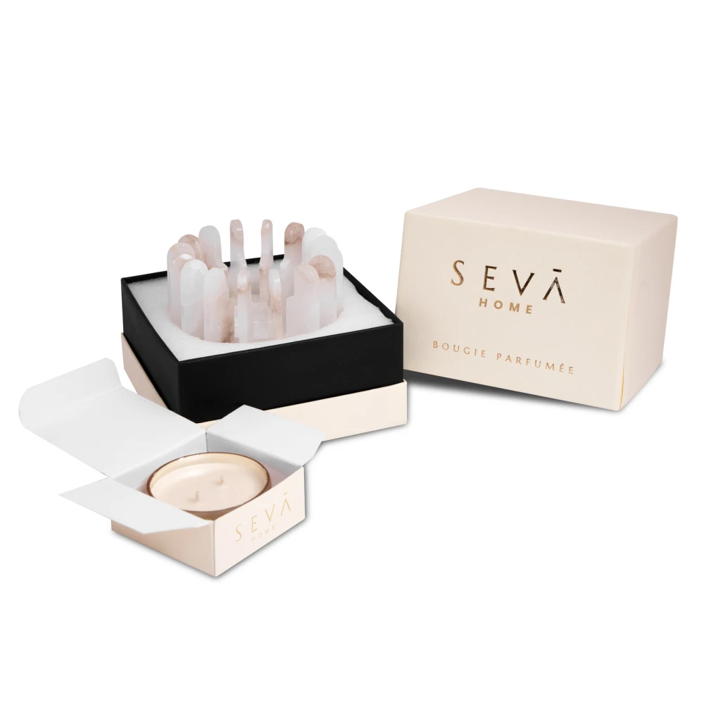 Radiance – White Marble Candle Holder with Gold Tea Light