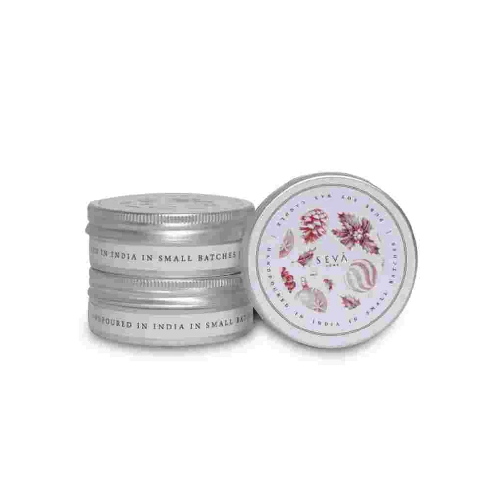 Seva Home Travel Candle Set of 3 – Ornament Edition | Berries Fragrance | 15-Hour Burn Time Each