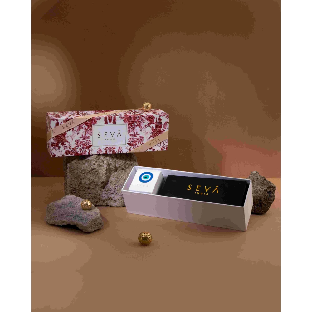 Festive Gift Hamper – Red Classic | Evil Eye Candle & Candle Care Kit | Seva Home Signature Fragrance