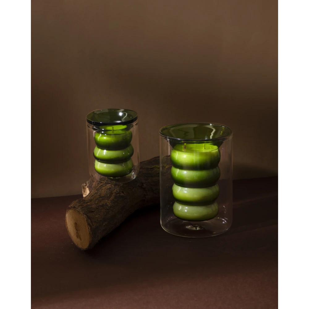 Luxe Candle Set of 2 – Winter Woods | Handblown Textured Glass Candles with Deep Forest Aroma (22–25 Hours Each)